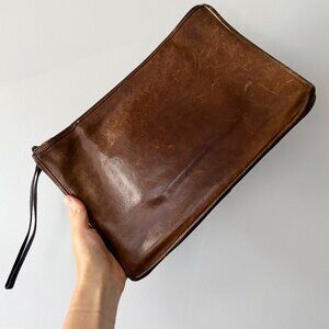 Vintage Leather Coach Zipper Clutch